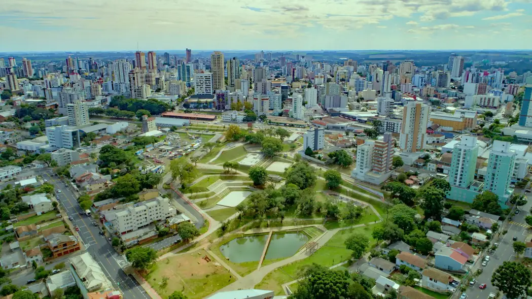 Vista aérea de Passo Fundo, cidade sede do Grupo Predial 360
